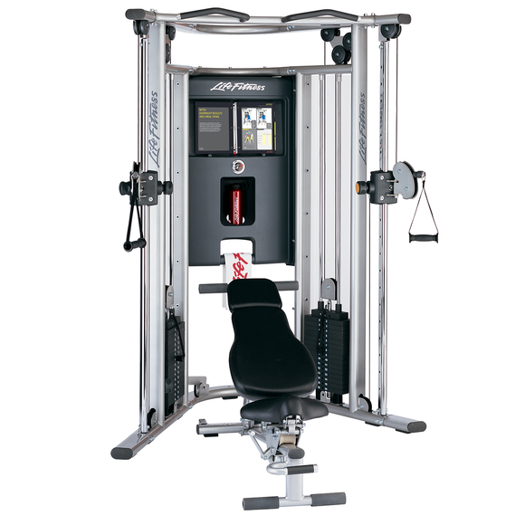 Life Fitness G7 Home Gym With Bench. Full body dual pulley cable exercise machine.